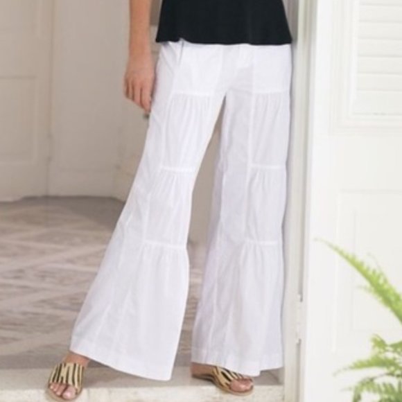 Soft Surroundings Pants - Soft Surroundings White Terrace Palazzo Beach Pant